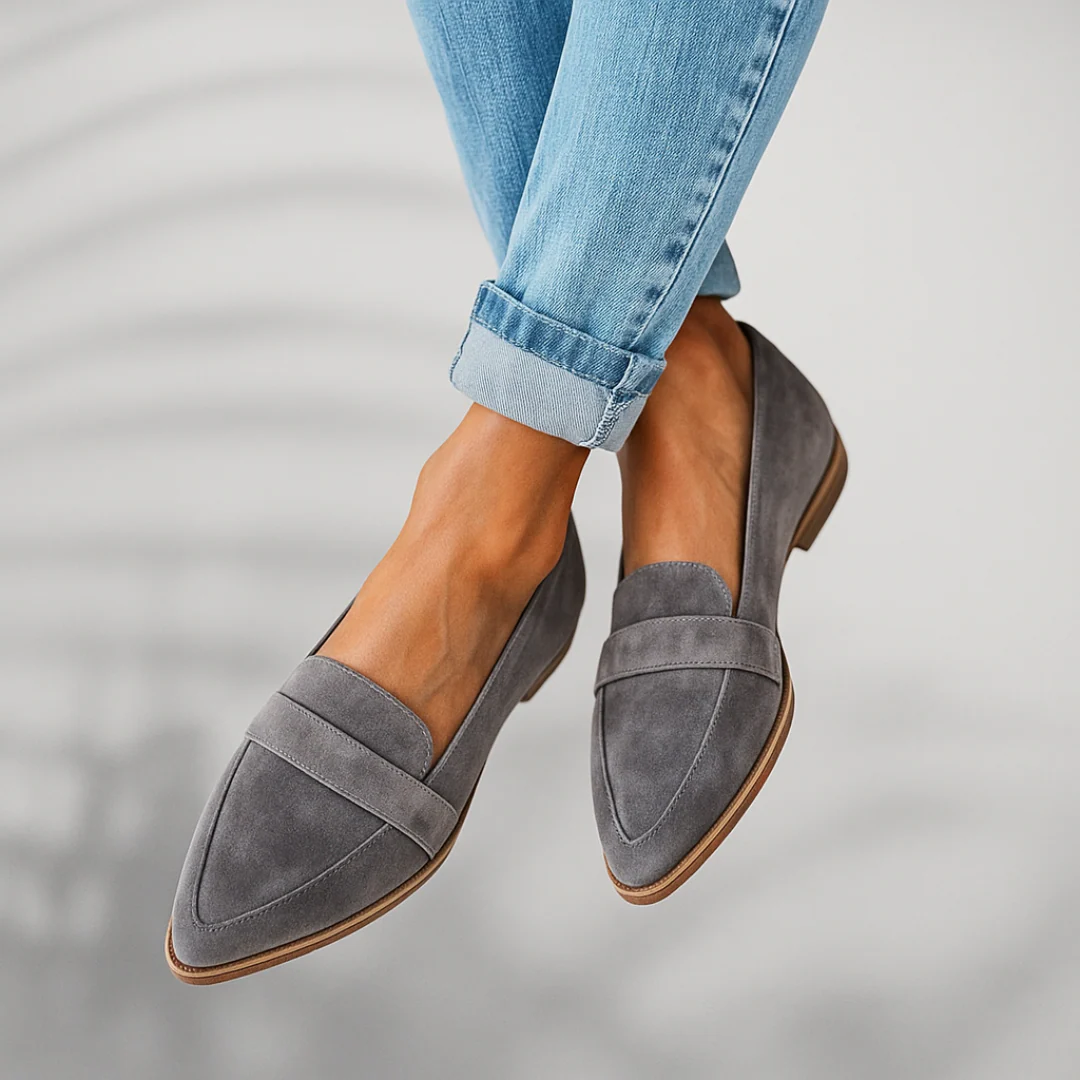 Men's pointed toe flat penny loafers