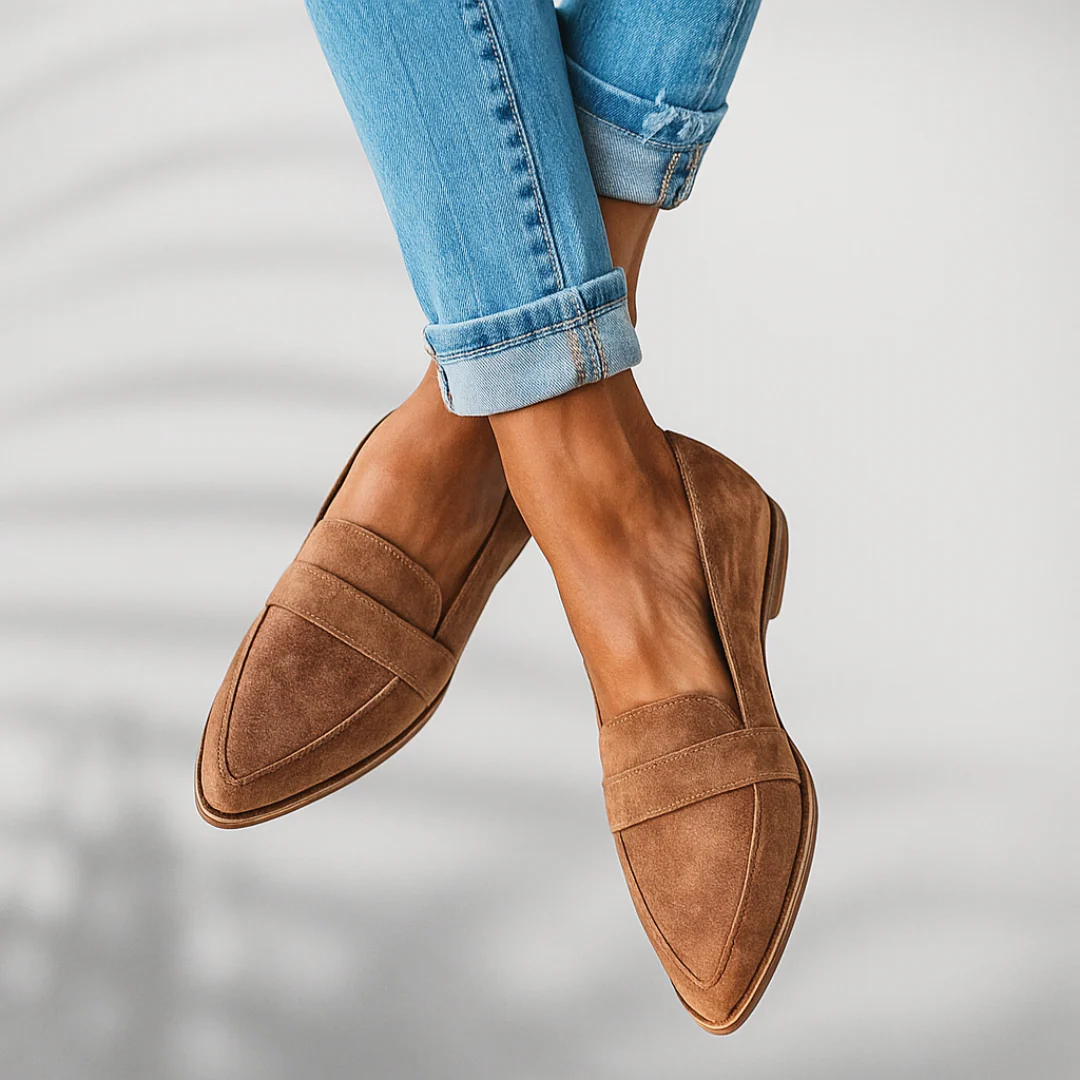 Men's pointed toe flat penny loafers