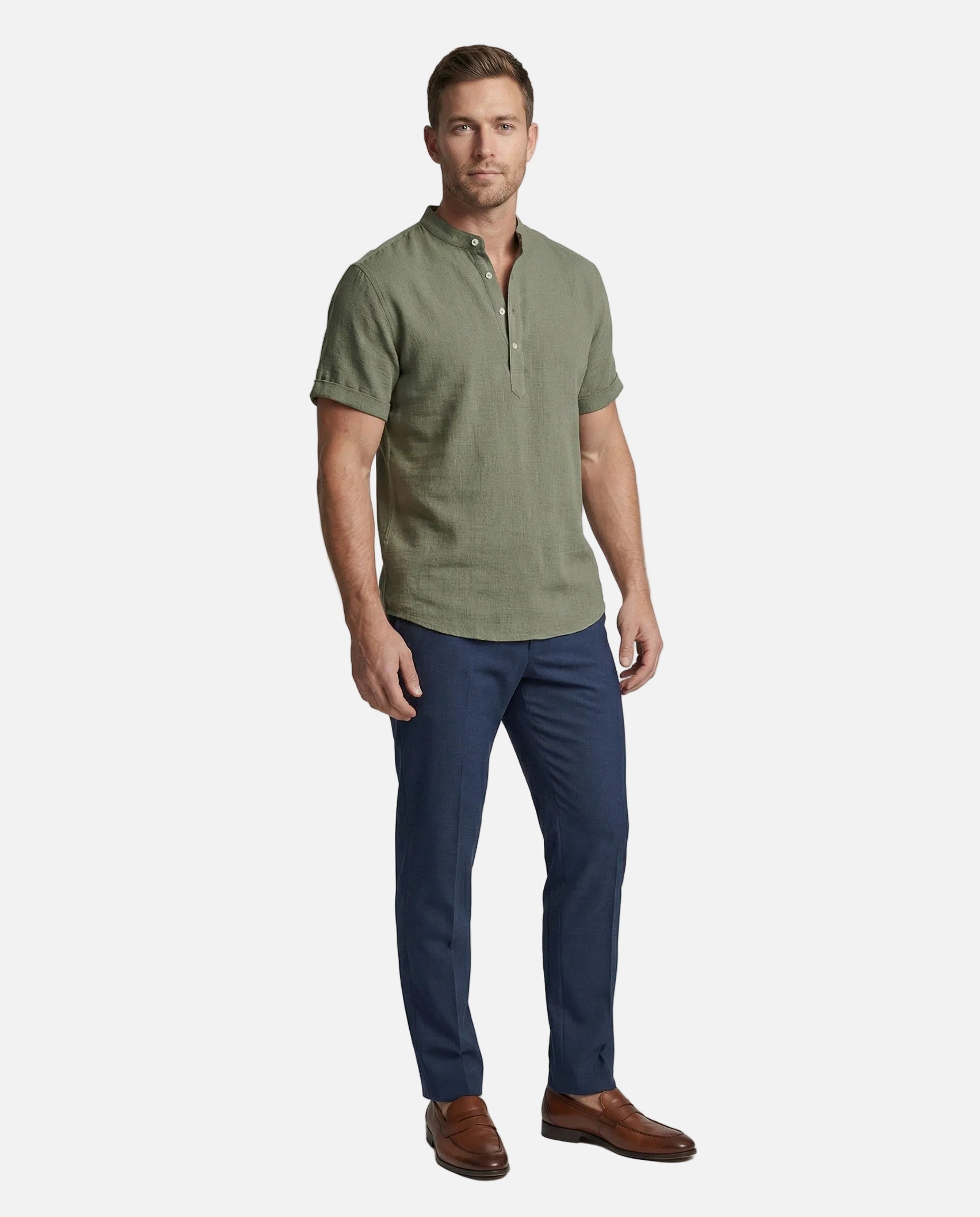 Men's polo shirt with V-neckline
