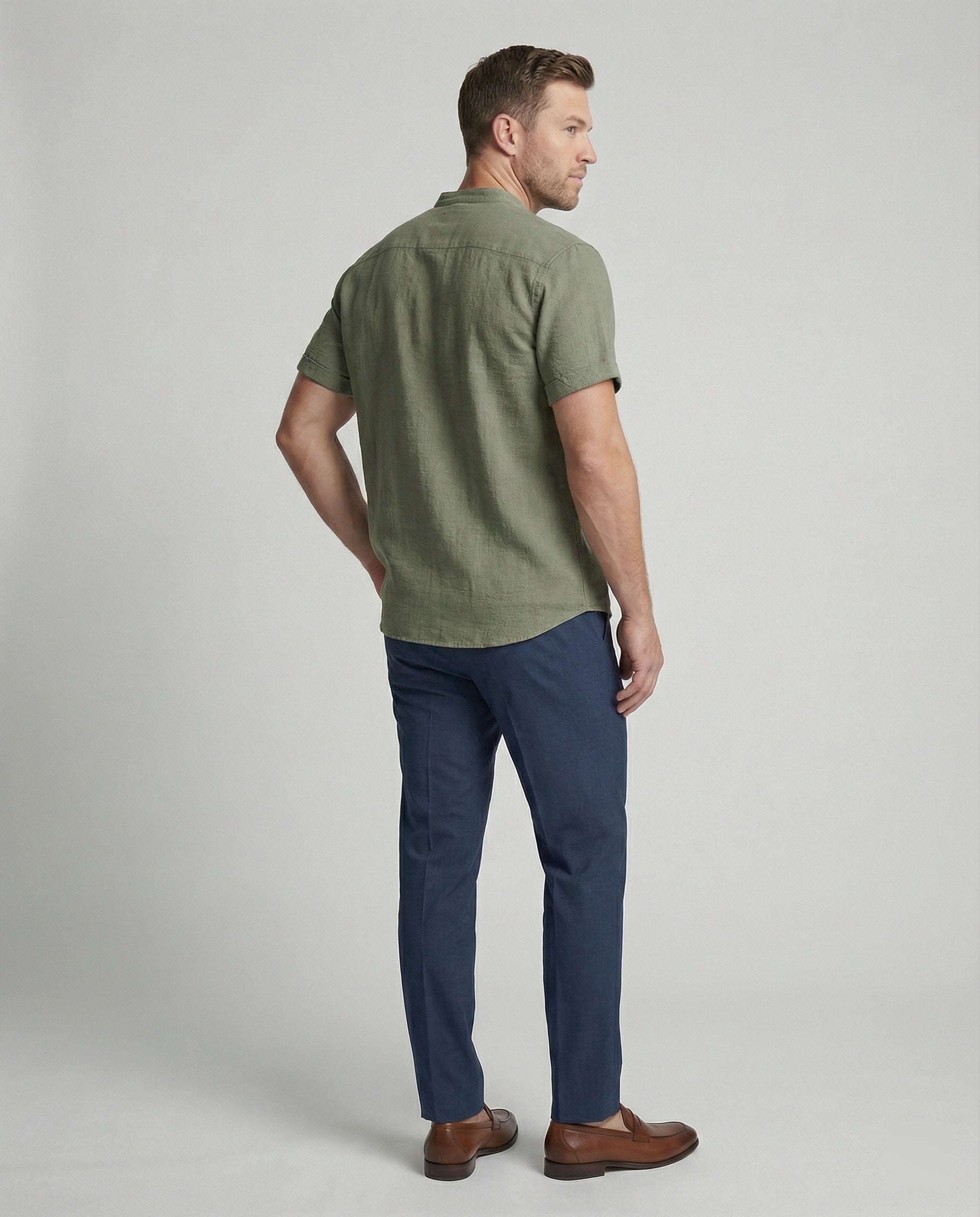 Men's polo shirt with V-neckline