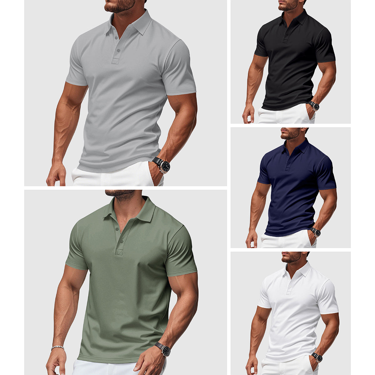 Men's short sleeve fitted polo shirt