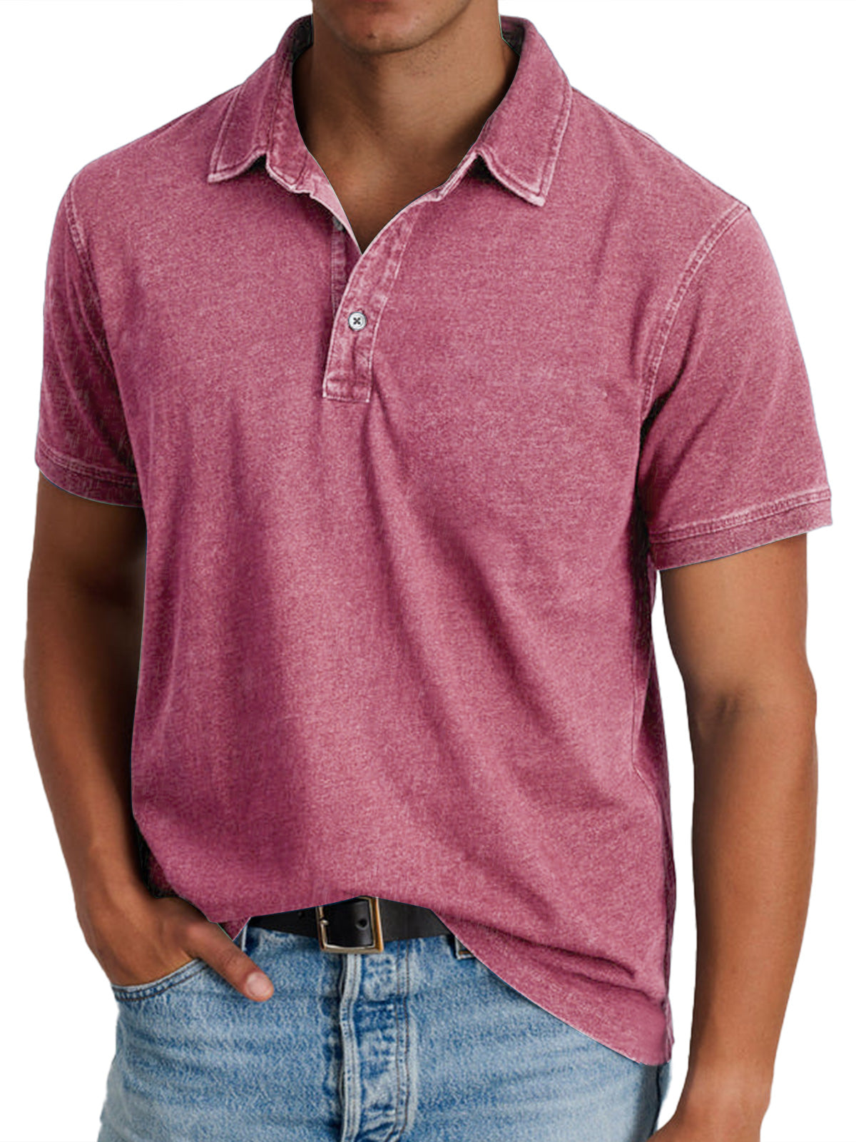 Men's short sleeve open collar summer polo shirt