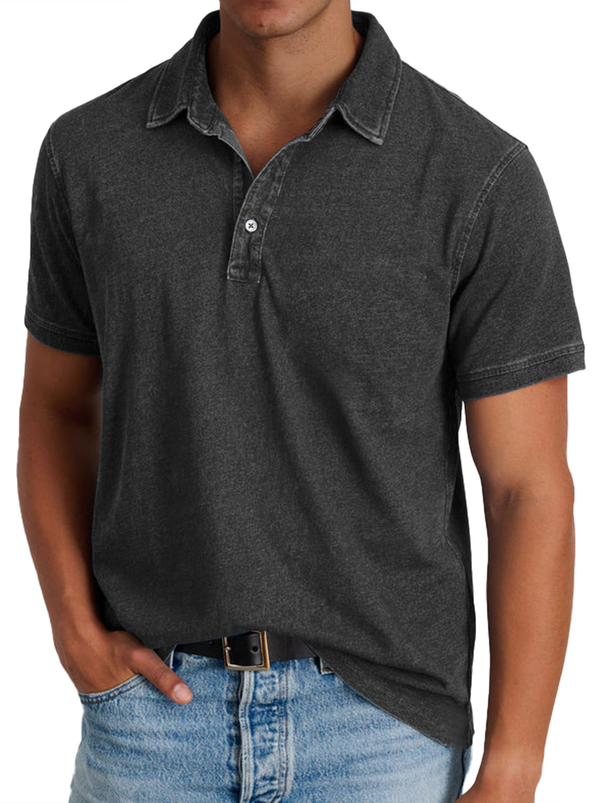 Men's short sleeve open collar summer polo shirt