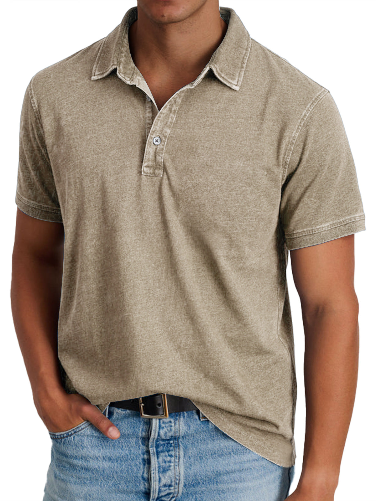Men's short sleeve open collar summer polo shirt