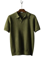 Men's short-sleeve polo shirt with textured knit and collar