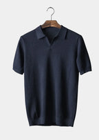 Men's short-sleeve polo shirt with textured knit and collar