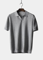 Men's short-sleeve polo shirt with textured knit and collar