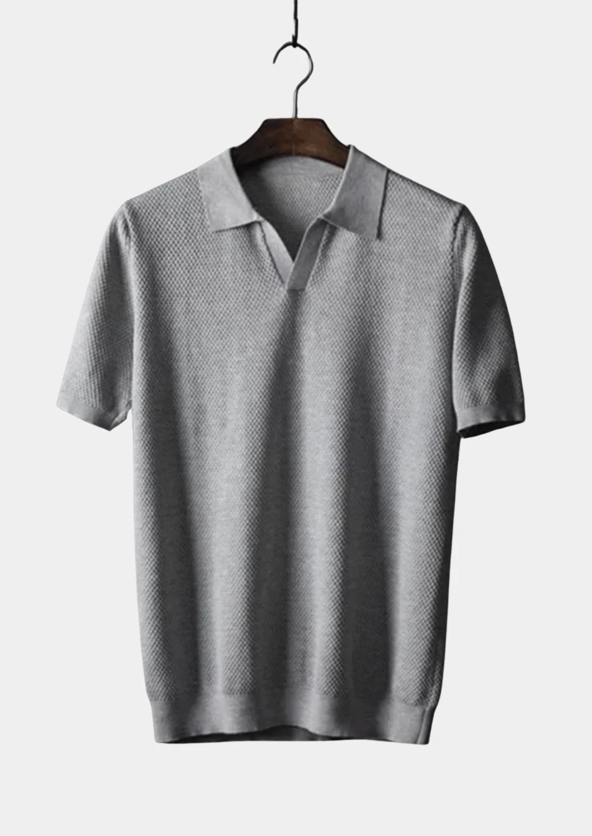 Men's short-sleeve polo shirt with textured knit and collar