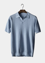 Men's short-sleeve polo shirt with textured knit and collar
