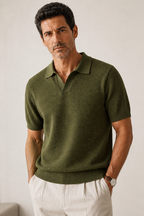 Men's short-sleeve polo shirt with textured knit and collar