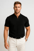 Men's slim fit short sleeve split-collar shirt