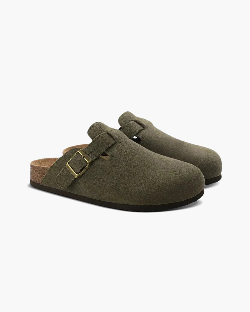 Men's slip-on clogs with low block heel