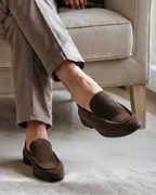 Men's slip-on loafers with black soles