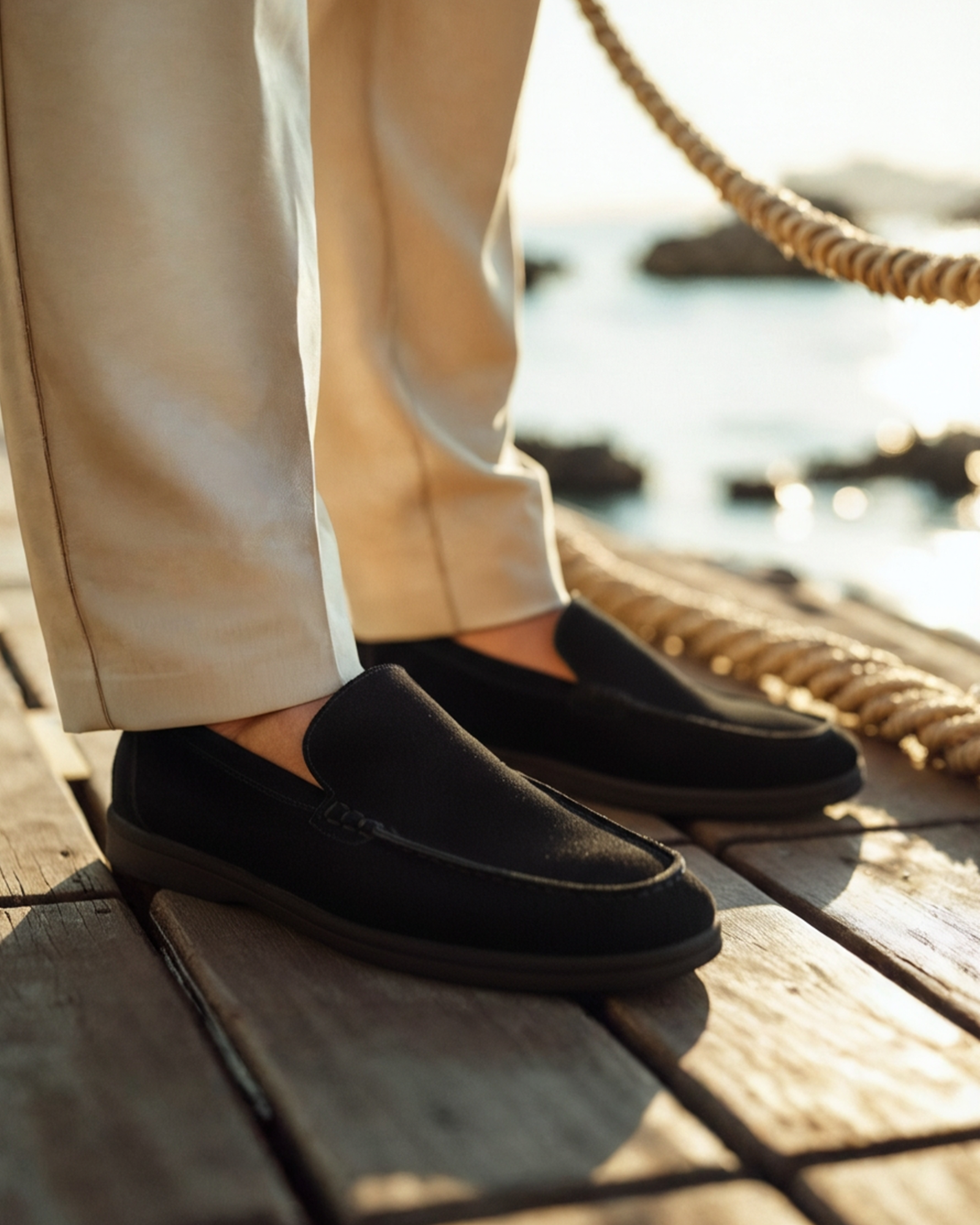 Men's slip-on loafers with black soles
