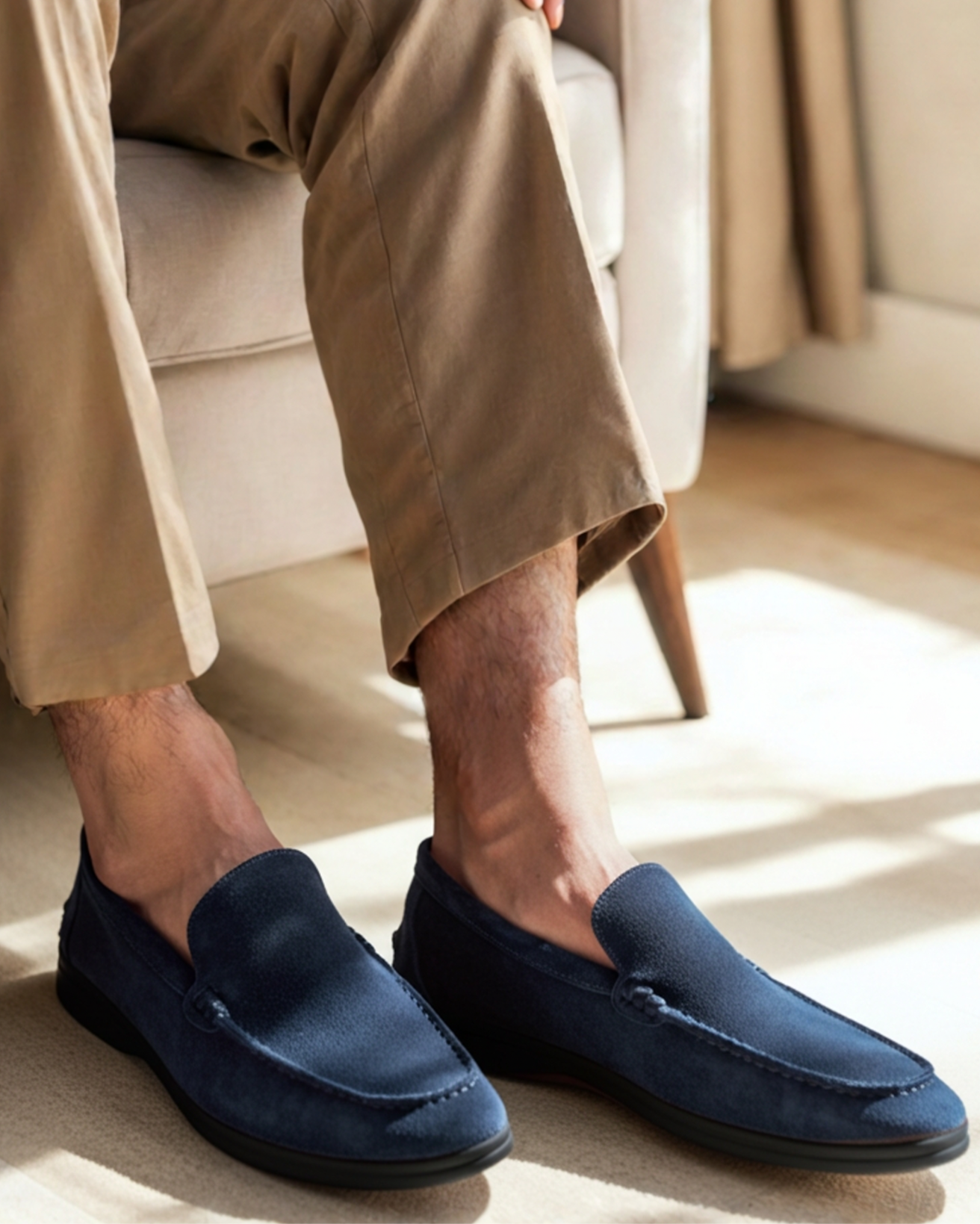 Men's slip-on loafers with black soles