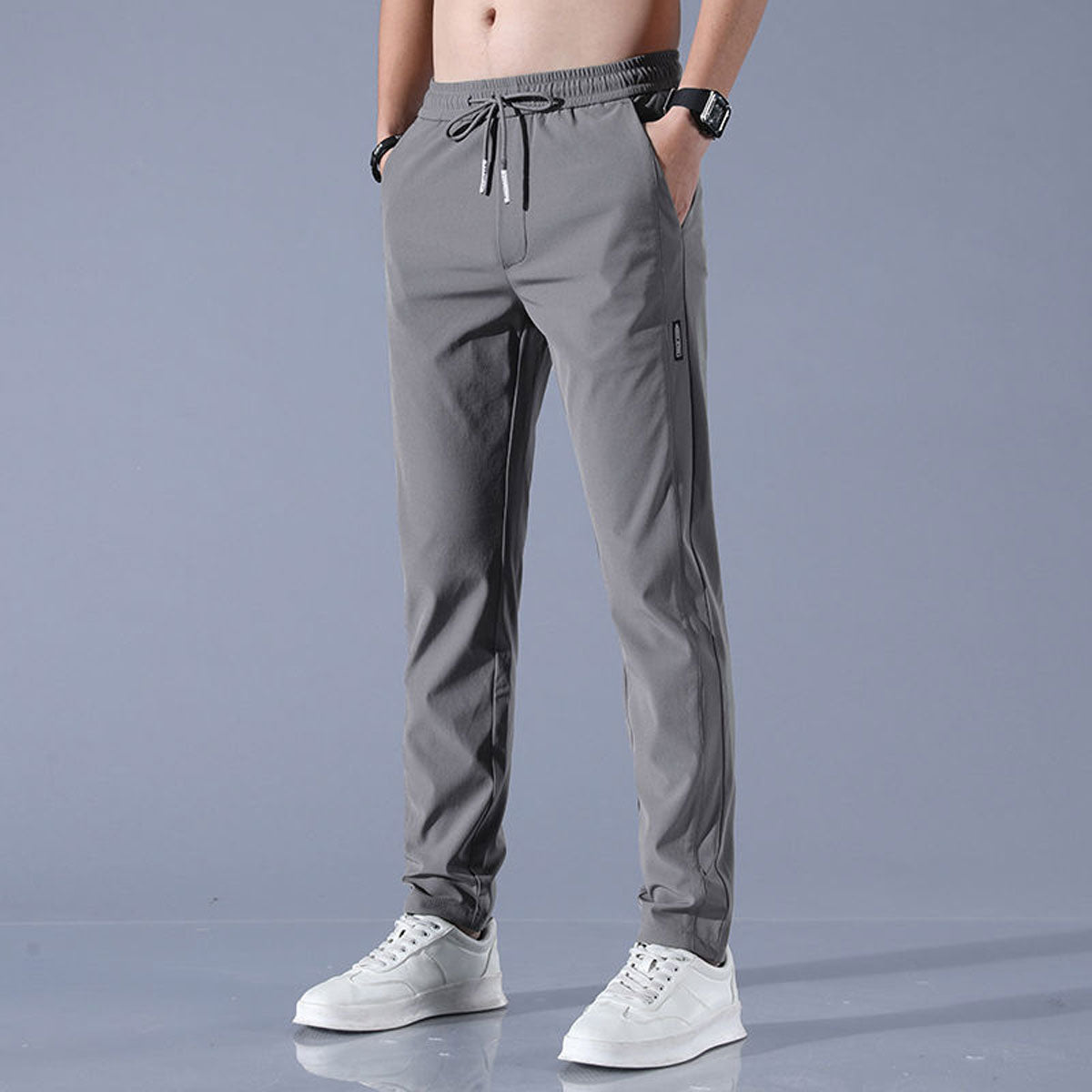 Men's straight leg drawstring summer trousers