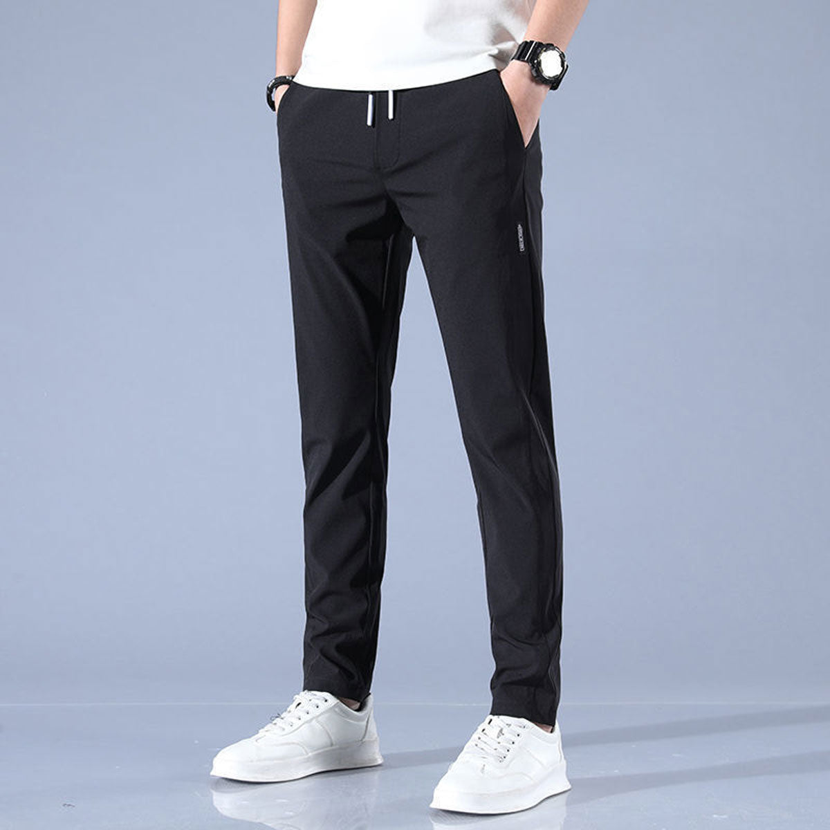 Men's straight leg drawstring summer trousers