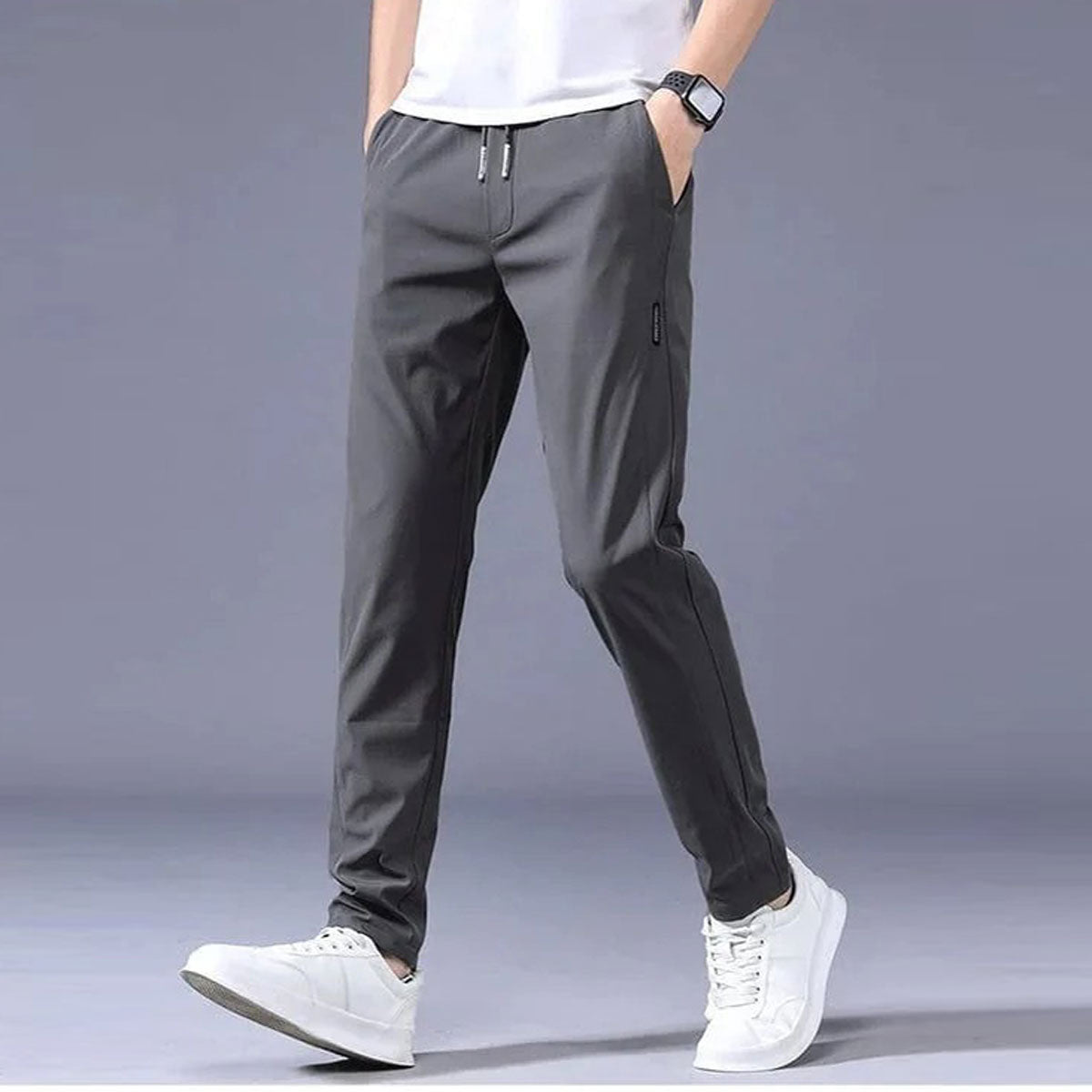 Men's straight leg drawstring summer trousers