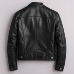 Men's zip-front band collar biker jacket