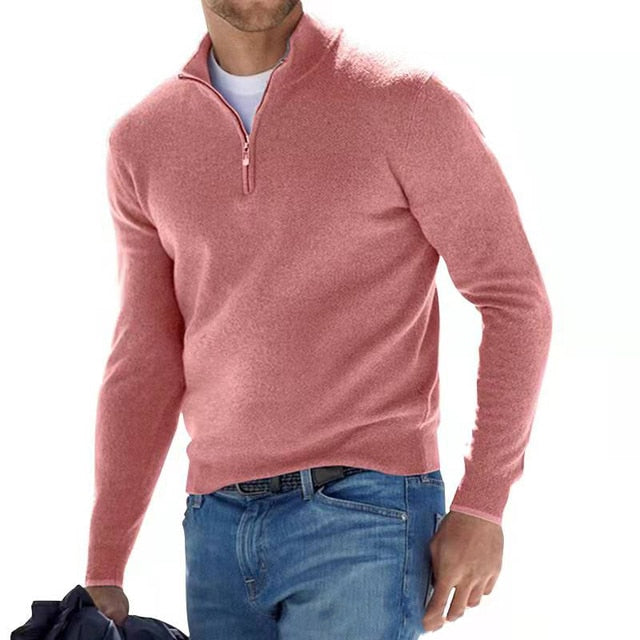 Men's zip-front long sleeve autumn sweater