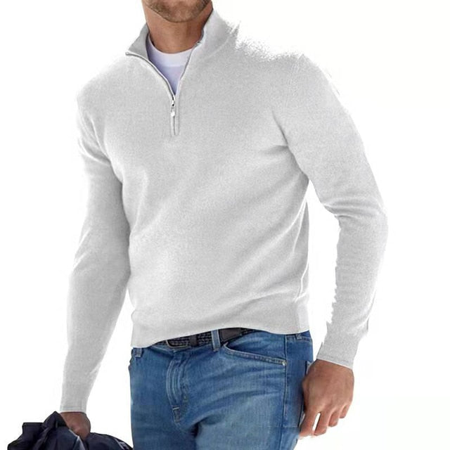 Men's zip-front long sleeve autumn sweater