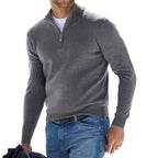 Men's zip-front long sleeve autumn sweater