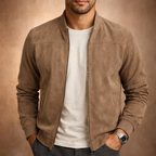 Men's zip-front stand-collar bomber jacket