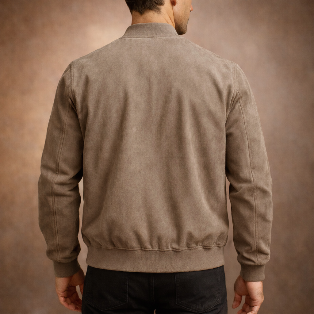 Men's zip-front stand-collar bomber jacket