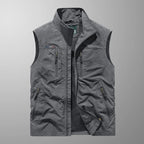 Men's zip-front stand-collar outdoor gilet