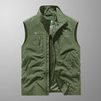 Men's zip-front stand-collar outdoor gilet