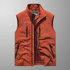 Men's zip-front stand-collar outdoor gilet