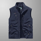 Men's zip-front stand-collar outdoor gilet