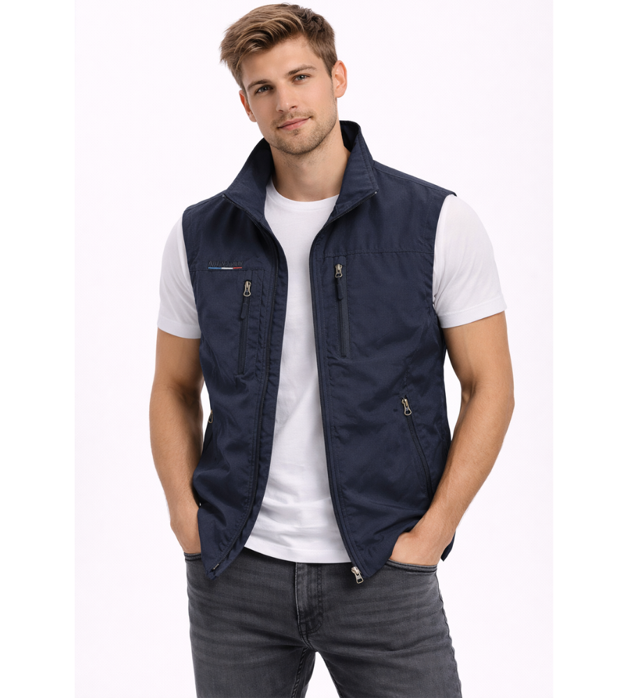 Men's zip-front stand-collar outdoor gilet