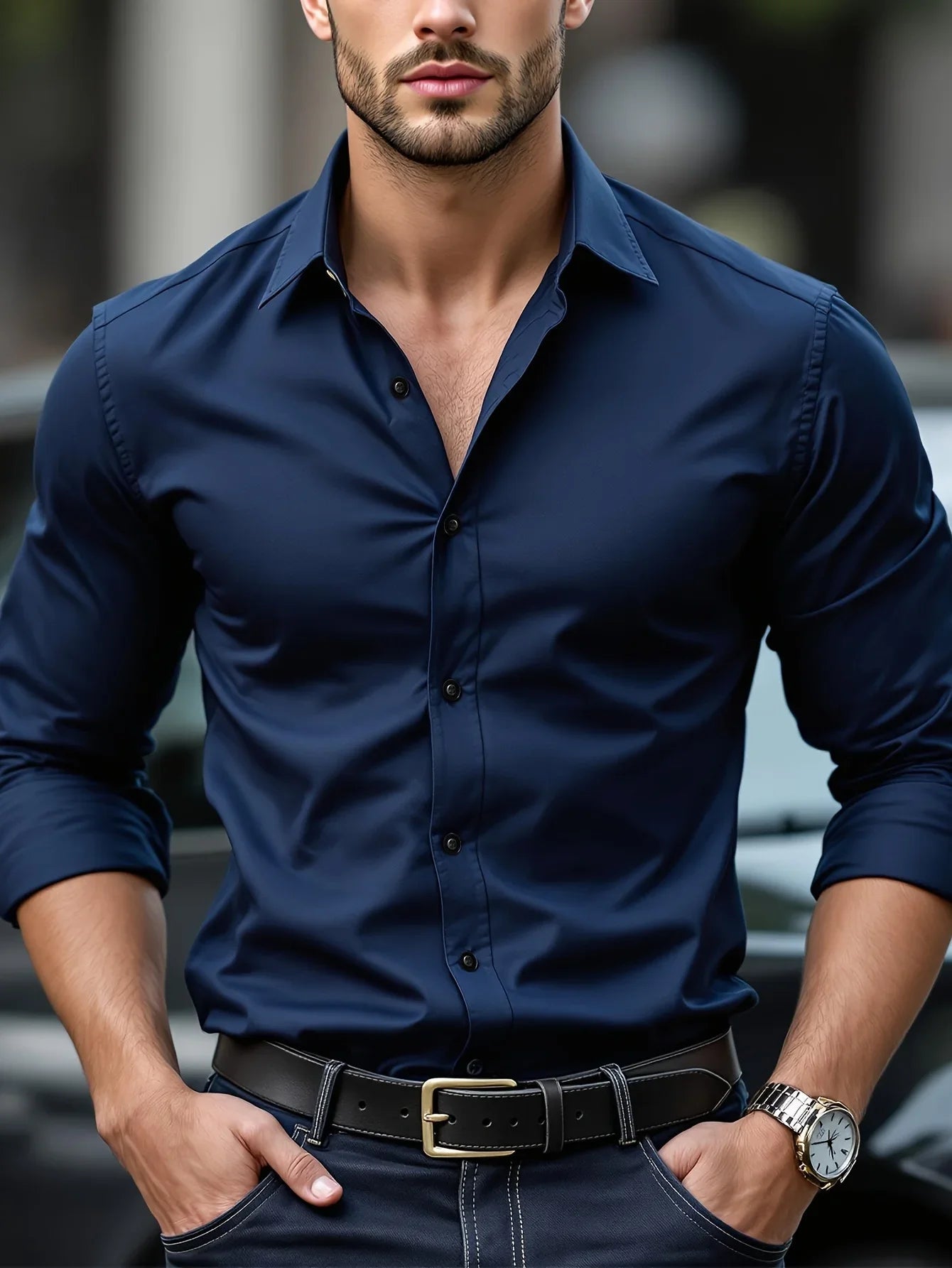 mens-dress-shirt-slim-fit-navy-blue-detail