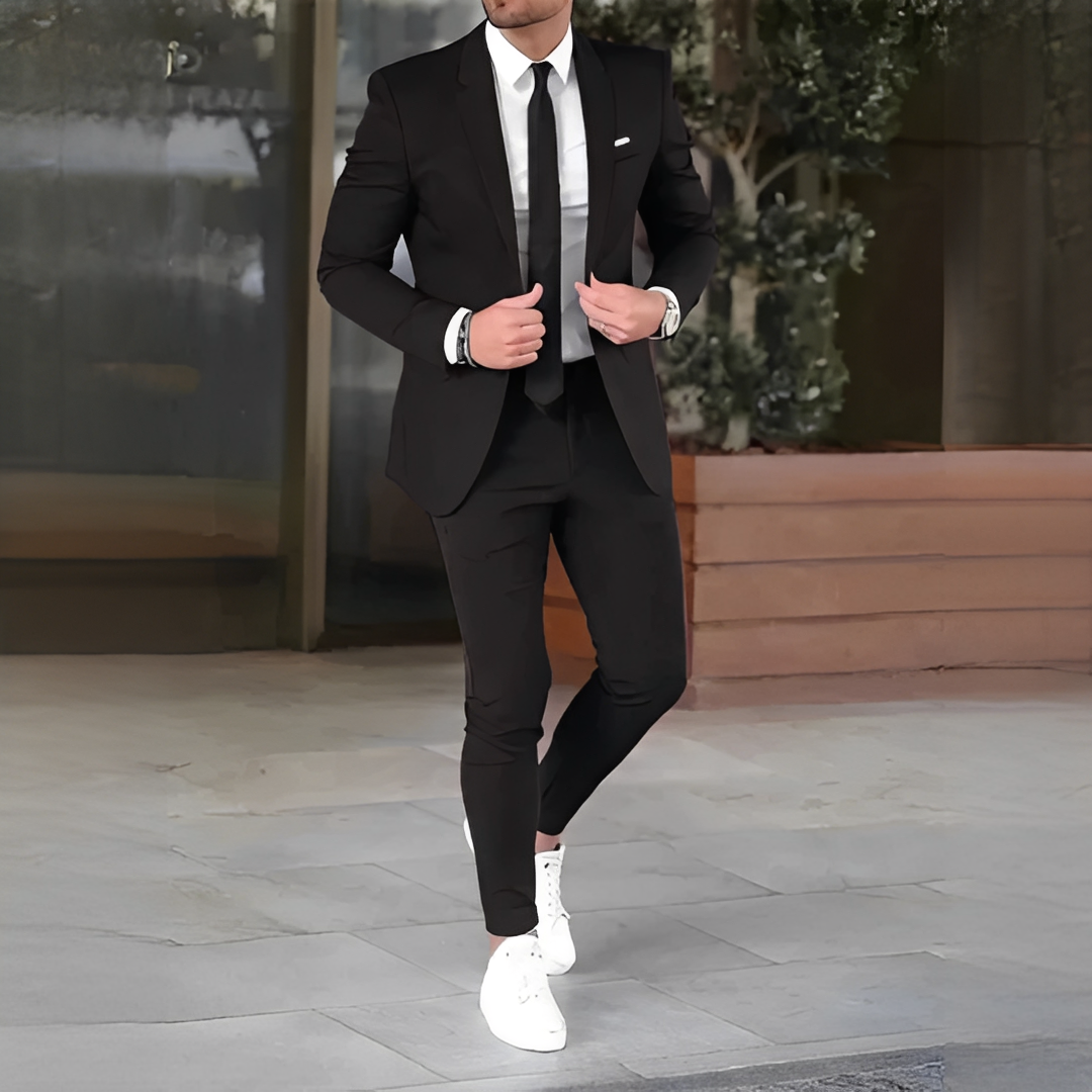 Men's Suit Set | Blazer Wide Leg Pants Formal-4