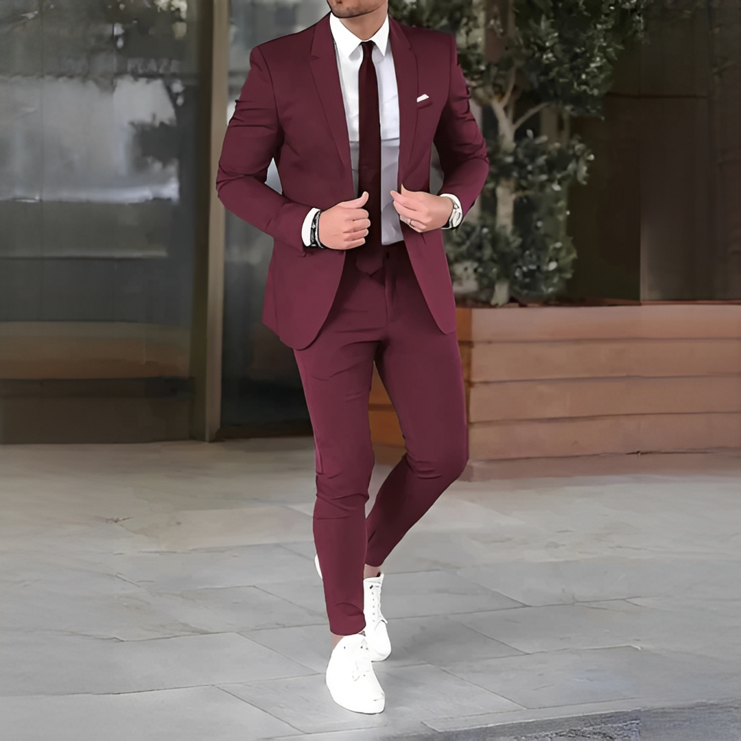 Men's Suit Set | Blazer Wide Leg Pants Formal-3
