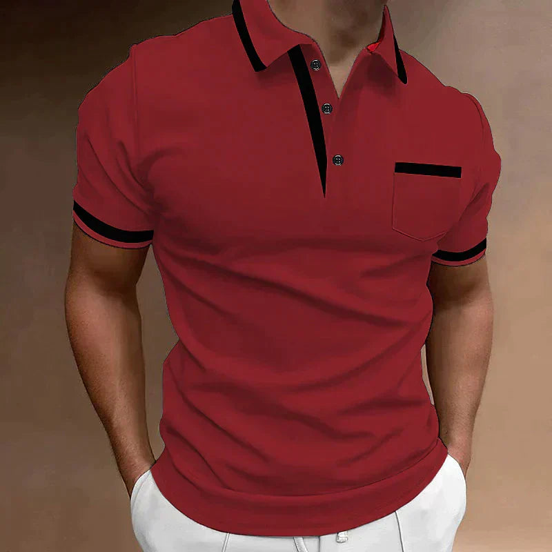 Men's Casual Polo Shirt | Striped Collar-2