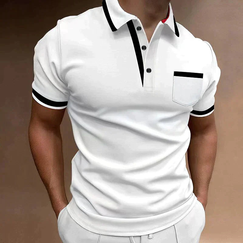 Men's Casual Polo Shirt | Striped Collar-1