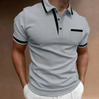 Men's Casual Polo Shirt | Striped Collar-3