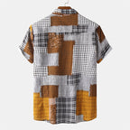 Men's Patchwork Short Sleeve Shirt | Casual Retro-2