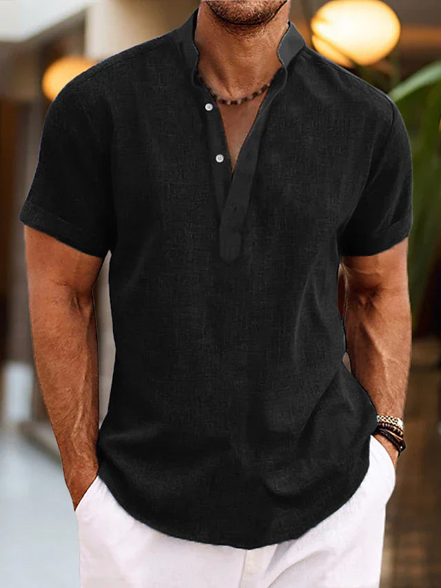 Men's Casual V-Neck Shirt | Summer Short Sleeve-4