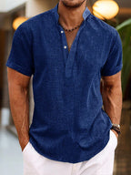 Men's Casual V-Neck Shirt | Summer Short Sleeve-5