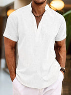 Men's Casual V-Neck Shirt | Summer Short Sleeve-3