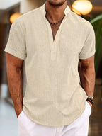 Men's Casual V-Neck Shirt | Summer Short Sleeve-6