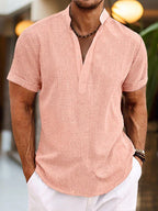 Men's Casual V-Neck Shirt | Summer Short Sleeve-2