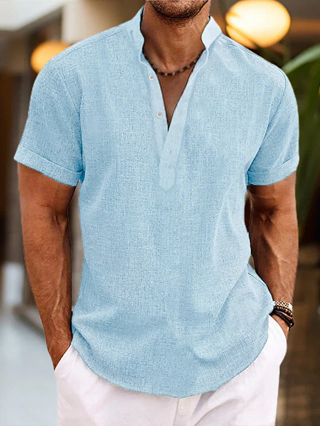 Men's Casual V-Neck Shirt | Summer Short Sleeve-1