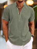 Men's Casual V-Neck Shirt | Summer Short Sleeve-8