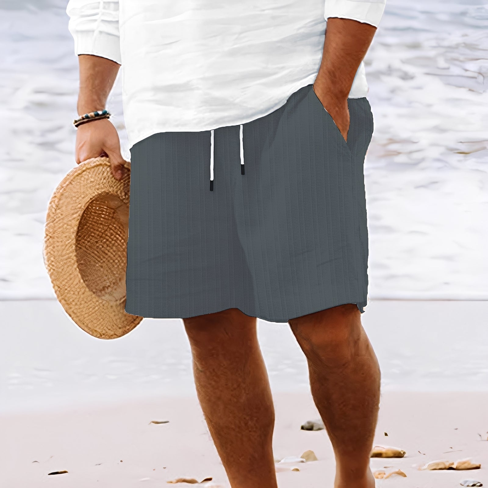 Men's Striped Shorts | Wide Leg Casual-4