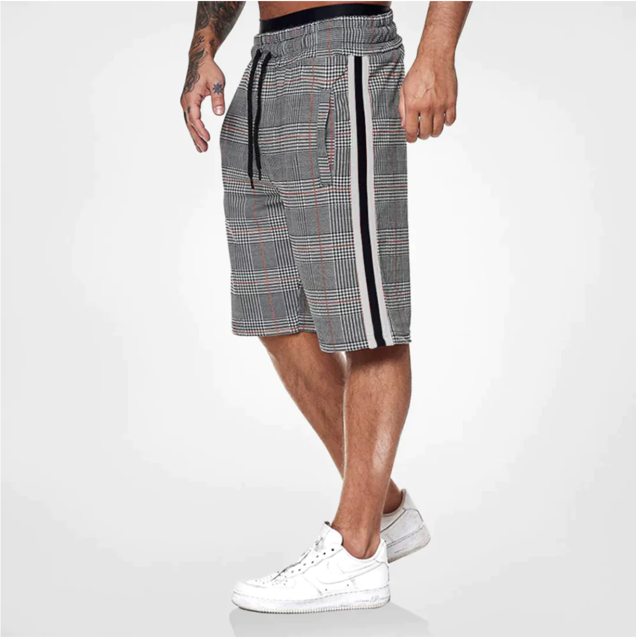 Men's Casual Shorts | Striped Wide Leg-5