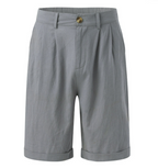 Men's White Shorts | High Waist Pleated-6
